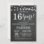 Surprise16th Birthday Invitation Chalkboard Kaart (Voorkant)