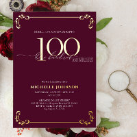 Surprise 100 & Fabulous Burgundy & Gold Birthday