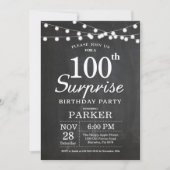Surprise 100th Birthday Invitation Chalkboard Kaart (Voorkant)