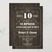 Surprise 10e verjaardagsfeest - Rustic hout Kaart (Voorkant / Achterkant)