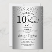 Surprise 10th Anniversary Party - Zilver Zwart Kaart (Voorkant)
