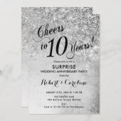 Surprise 10th Wedding Jubileum - Zilver Kaart (Voorkant / Achterkant)