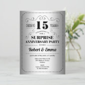 Surprise 15e verjaardagsfeest - Zwart Zilver Kaart (Staand voorkant)