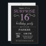 Surprise 16th Birthday Invitation Black and Paars Kaart<br><div class="desc">Verrassend 16e verjaardag Uitnodiging met zwarte en Paarse Glitter achtergrond. Chalkboard. Kinderen van afgelopen dag. Jongen of meisjes Lady Teen Teenage Bday Invite. Elke leeftijd. Voor verdere aanpassing,  te klikken gelieve de knoop "van de Aanpassing het"en ons ontwerphulpmiddel te gebruiken om deze sjabloon te wijzigen.</div>