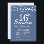 Surprise 16th Birthday Invitation Blue Kaart<br><div class="desc">Verrassend 16e verjaardag Uitnodiging met de Lichten van het Koord. Blauwe achtergrond. Kinderen van afgelopen dag. Jongen of meisjes. 13e 15e 16e 18e 21e 30e 40e 50e 60e 70e 90e 100e, elke leeftijd. Voor verdere aanpassing, te klikken gelieve de knoop "van de Aanpassing het"en ons ontwerphulpmiddel te gebruiken om deze...</div>