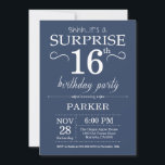 Surprise 16th Birthday Invitation Blue Kaart<br><div class="desc">Verrassing 16e verjaardag uitnodiging met blauwe achtergrond. Verjaardag van de kinderen. Jongen of Meisje Bday Uitnodigen. 13e 15e 16e 18e 20e 21e 30e 40e 50e 60e 70e 80e 90e 100e, elke leeftijd. Voor verdere aanpassing klikt u op de knop "Aanpassen" en gebruikt u onze ontwerptool om deze sjabloon te wijzigen....</div>