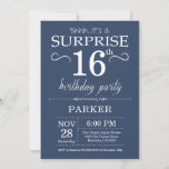 Surprise 16th Birthday Invitation Blue Kaart<br><div class="desc">Verrassend 16e verjaardag Uitnodiging met Blauwe Achtergrond. Kinderen van afgelopen dag. Jongen of meisjes uitgenodigd. 13e 15e 16e 18e 21e 30e 40e 50e 60e 70e 90e 100e,  elke leeftijd. Voor verdere aanpassing,  te klikken gelieve de knoop "van de Aanpassing het"en ons ontwerphulpmiddel te gebruiken om deze sjabloon te wijzigen.</div>