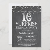 Surprise 16th Birthday Invitation Chalkboard Kaart (Voorkant)