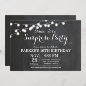 Surprise 16th Birthday Invitation Chalkboard Kaart (Voorkant / Achterkant)