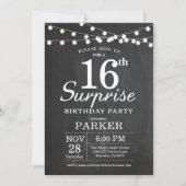 Surprise 16th Birthday Invitation Chalkboard Kaart (Voorkant)