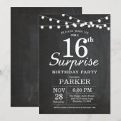 Surprise 16th Birthday Invitation Chalkboard Kaart (Voorkant / Achterkant)