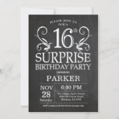 Surprise 16th Birthday Invitation Chalkboard Kaart (Voorkant)
