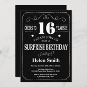 Surprise 16th Birthday Invitation Chalkboard Kaart (Voorkant / Achterkant)