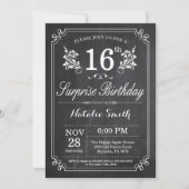 Surprise 16th Birthday Invitation Chalkboard Kaart (Voorkant)
