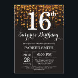 Surprise 16th Birthday Invitation Gold Glitter Kaart<br><div class="desc">Verrassend 16e verjaardag Uitnodiging met de gouden Lichten van het Koord met de Gouden Achtergrond van Glitter. Gouddag. Kinderen van afgelopen dag. Jongen of meisjes uitgenodigd. 13e 15e 16e 18e 21e 30e 40e 50e 60e 70e 90e 100e, elke leeftijd. Voor verdere aanpassing, te klikken gelieve de knoop "van de Aanpassing...</div>