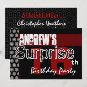 Surprise 16th Birthday Red White Metallic v7 Kaart (Voorkant / Achterkant)