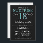 Surprise 18th Birthday Invitation Black en Blauwgr Kaart<br><div class="desc">Verrassend 18e verjaardag Uitnodiging met Zwarte en Blauwgroen achtergrond van Glitter. Chalkboard. Volwassen verjaardag. Mannen of vrouwen uitgenodigd. Elke leeftijd. Voor verdere aanpassing,  te klikken gelieve de knoop "van de Aanpassing het"en ons ontwerphulpmiddel te gebruiken om deze sjabloon te wijzigen.</div>