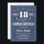 Surprise 18th Birthday Invitation Blue and White Kaart<br><div class="desc">Verrassend 18e verjaardag Uitnodiging Blauw en Witte Typografie. Blauwe achtergrond. Volwassen verjaardag. Mannelijke Mannen of vrouwen: Birthday. Kinder jongen of meisje Lady Teenage Bday Invite. 13e 15e 16e 18e 21e 30e 40e 50e 60e 70e 90e 100e. Elke leeftijd. Voor verdere aanpassing, te klikken gelieve de knoop "van de Aanpassing het"en...</div>