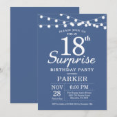 Surprise 18th Birthday Invitation Blue Kaart (Voorkant / Achterkant)