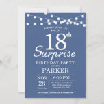 Surprise 18th Birthday Invitation Blue Kaart<br><div class="desc">Verrassend 18e verjaardag Uitnodiging met de Lichten van het Koord. Blauwe achtergrond. Jongen of meisjes. 13e 15e 16e 18e 21e 30e 40e 50e 60e 70e 90e 100e,  elke leeftijd. Voor verdere aanpassing,  te klikken gelieve de knoop "van de Aanpassing het"en ons ontwerphulpmiddel te gebruiken om deze sjabloon te wijzigen.</div>