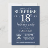 Surprise 18th Birthday Invitation Blue Kaart (Voorkant)