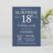 Surprise 18th Birthday Invitation Blue Kaart (Staand voorkant)