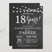 Surprise 18th Birthday Invitation Chalkboard Kaart (Voorkant / Achterkant)