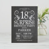Surprise 18th Birthday Invitation Chalkboard Kaart (Staand voorkant)