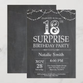 Surprise 18th Birthday Invitation Chalkboard Kaart (Voorkant / Achterkant)