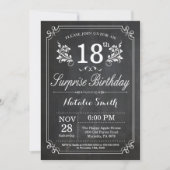 Surprise 18th Birthday Invitation Chalkboard Kaart (Voorkant)