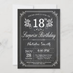 Surprise 18th Birthday Invitation Chalkboard Kaart<br><div class="desc">Verrassend 18e verjaardag Uitnodiging met Rustic Chalkboard Achtergrond en Floral Flower Pattern, Zwart-wit. Volwassen verjaardag. Mannelijke Mannen of vrouwen: Birthday. Kinder jongen of meisje Lady Teen Teenage Bday Invite. 13e 15e 16e 18e 21e 30e 40e 50e 60e 70e 80e 90e 100e. Elke leeftijd. Voor verdere aanpassing, te klikken gelieve de...</div>