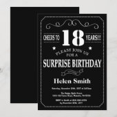 Surprise 18th Birthday Invitation Chalkboard Kaart (Voorkant / Achterkant)
