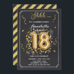 Surprise 18th Birthday Invitation Gold Chalkboard Kaart<br><div class="desc">Verrassende uitnodiging van 18e verjaardag. 
Alle design zijn © PIXEL PERFECTION PARTY LTD</div>