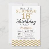 Surprise 18th Birthday Invitation Gold Glitter Kaart (Voorkant)