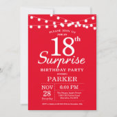 Surprise 18th Birthday Invitation Red Kaart (Voorkant)