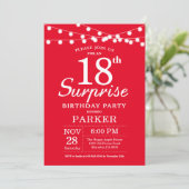 Surprise 18th Birthday Invitation Red Kaart (Staand voorkant)
