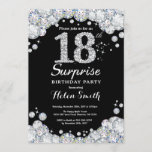 Surprise 18th Birthday Invitation Silver Diamond Kaart<br><div class="desc">Verrassende uitnodiging van 18e verjaardag. Silver Rhinestone Diamond Chalkboard Achtergrond. Elegant Birthday Bash nodigt uit. Zwart-wit. Volwassen verjaardag. Vrouwendag. Mannen op zaterdag. Voor verdere aanpassing,  te klikken gelieve de knoop "van de Aanpassing het"en ons ontwerphulpmiddel te gebruiken om deze sjabloon te wijzigen.</div>