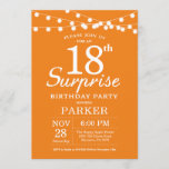 Surprise 18th Birthday Invitation Sinaasappel Kaart<br><div class="desc">Verrassend 18e verjaardag Uitnodiging met de Lichten van het Koord. Oranje achtergrond. Jongen of meisjes. 13e 15e 16e 18e 21e 30e 40e 50e 60e 70e 90e 100e,  elke leeftijd. Voor verdere aanpassing,  te klikken gelieve de knoop "van de Aanpassing het"en ons ontwerphulpmiddel te gebruiken om deze sjabloon te wijzigen.</div>