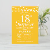 Surprise 18th Birthday Invitation Yellow Kaart (Staand voorkant)