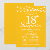 Surprise 18th Birthday Invitation Yellow Kaart (Voorkant / Achterkant)