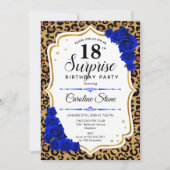 Surprise 18th Birthday - Leopard Gold Royal Blue Kaart (Voorkant)