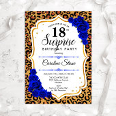 Surprise 18th Birthday - Leopard Gold Royal Blue Kaart