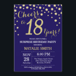 Surprise 18th Birthday Navy Blue en Gold Diamond Kaart<br><div class="desc">Verrassend 18e verjaardag Uitnodiging met Navy Blue en Gold Glitter Diamond achtergrond. Gold Confetti. Volwassen verjaardag. Mannelijke Mannen of vrouwen: Birthday. Voor verdere aanpassing,  te klikken gelieve de knoop "van de Aanpassing het"en ons ontwerphulpmiddel te gebruiken om deze sjabloon te wijzigen.</div>