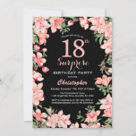 Surprise 18th Birthday Pink Floral Flowers Black Kaart<br><div class="desc">Verrassend 18e verjaardag Roze Floral Flowers Black Background Birthday Invitation. Voor verdere aanpassing,  te klikken gelieve de knoop "van de Aanpassing het"en ons ontwerphulpmiddel te gebruiken om deze sjabloon te wijzigen.</div>