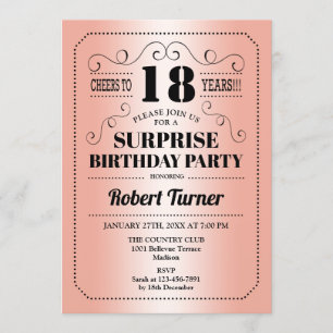 Surprise 18th Birthday - Roos Gold Zwart Kaart
