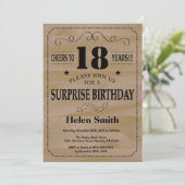 Surprise 18th Birthday Rustic Wood Kaart (Staand voorkant)