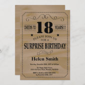 Surprise 18th Birthday Rustic Wood Kaart (Voorkant / Achterkant)