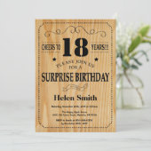Surprise 18th Birthday Rustic Wood Kaart (Staand voorkant)