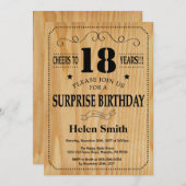 Surprise 18th Birthday Rustic Wood Kaart (Voorkant / Achterkant)