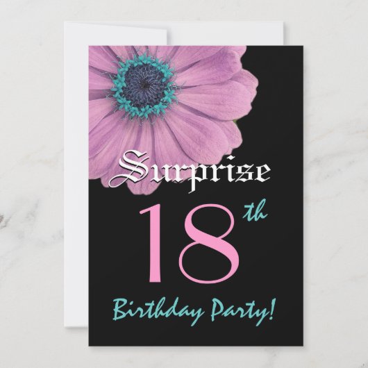 SURPRISE 18th Birthday Sjabloon Pink Daisy Kaart (Voorkant)
